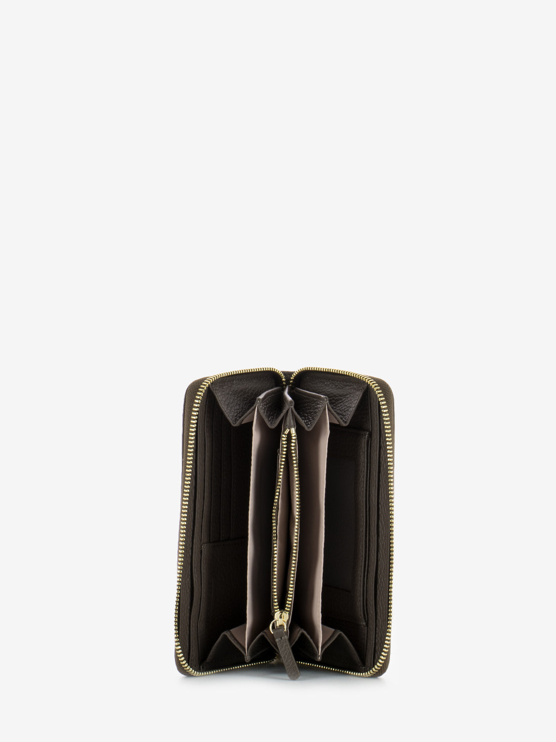 Portafoglio grande zip around leather coffee