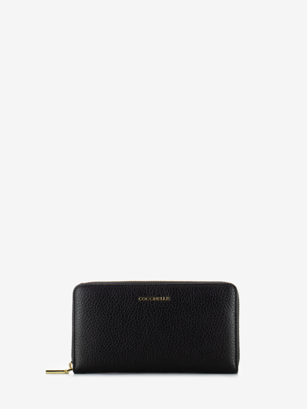 Large zip around wallet metallic soft black