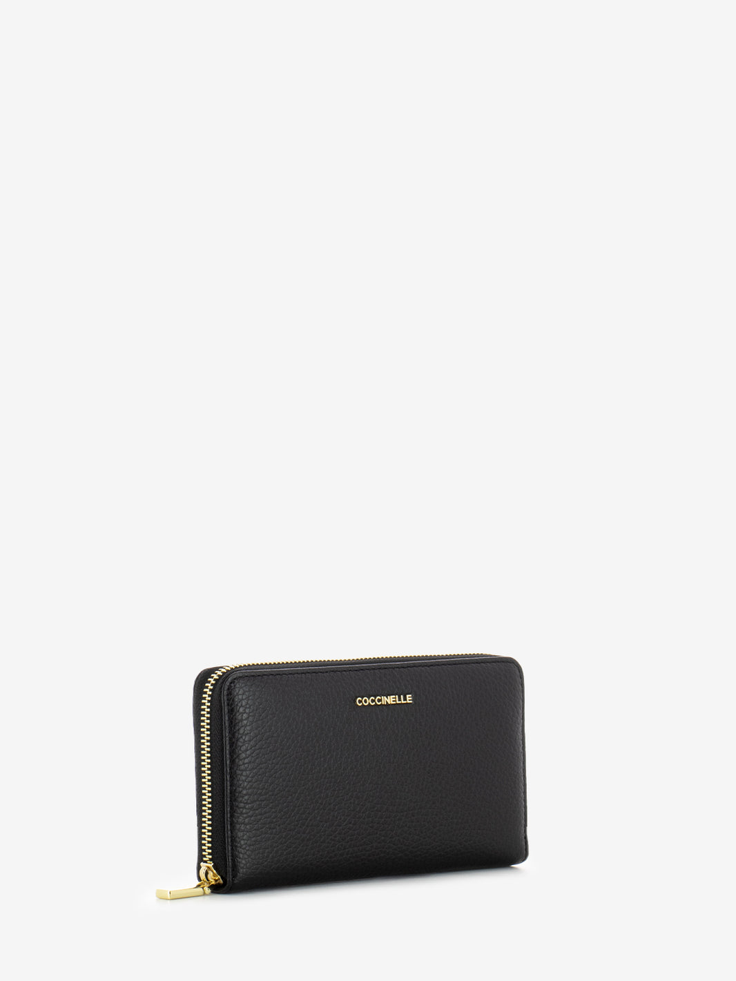 Large zip around wallet metallic soft black