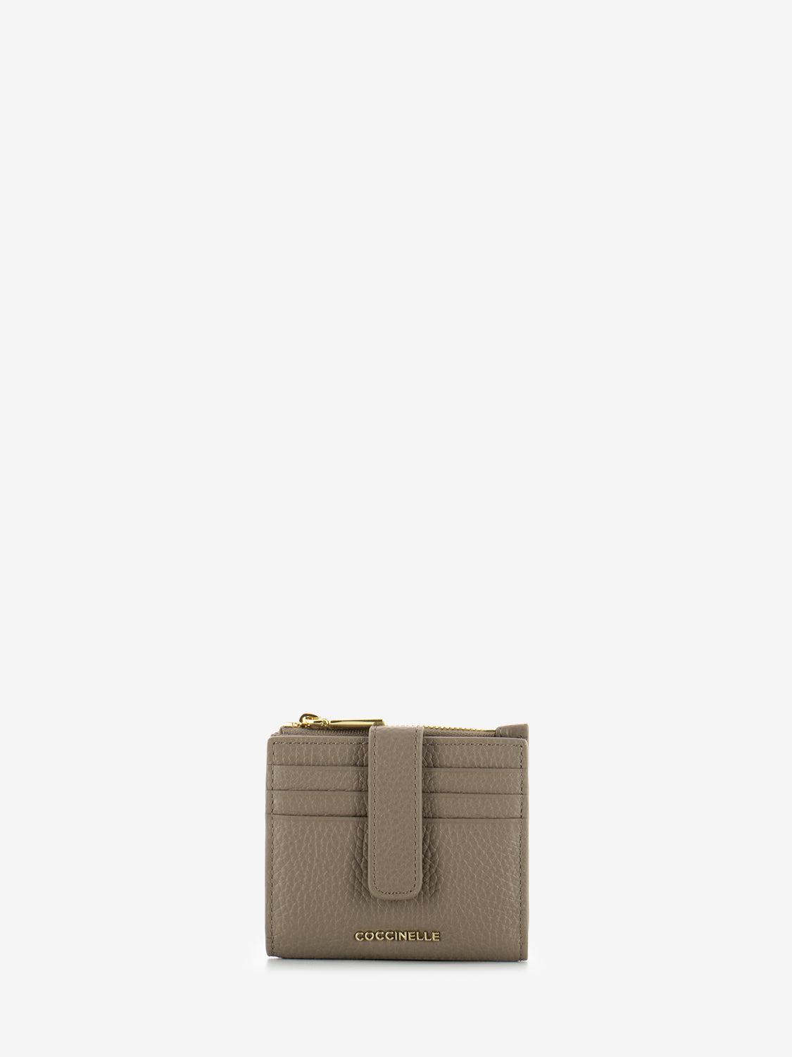Portafoglio piccolo in pelle martellata warm taupe