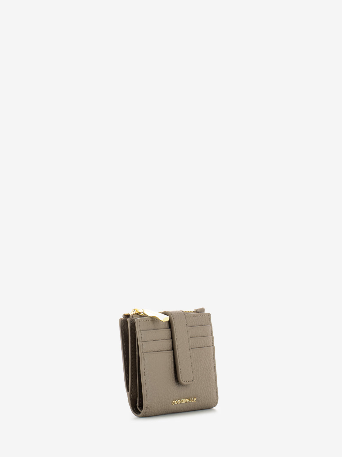 Portafoglio piccolo in pelle martellata warm taupe