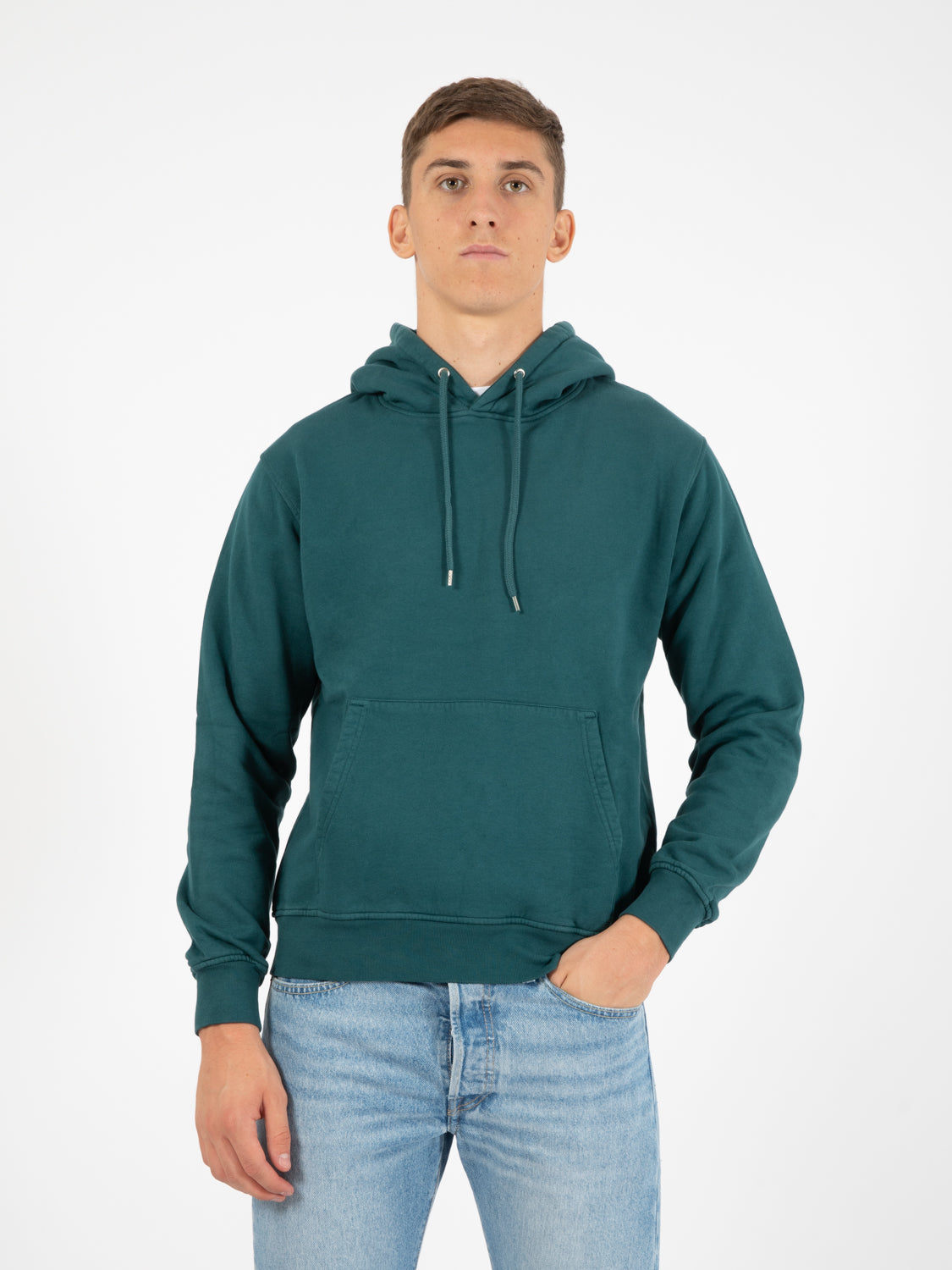 Felpa Classic Organic hood ocean green