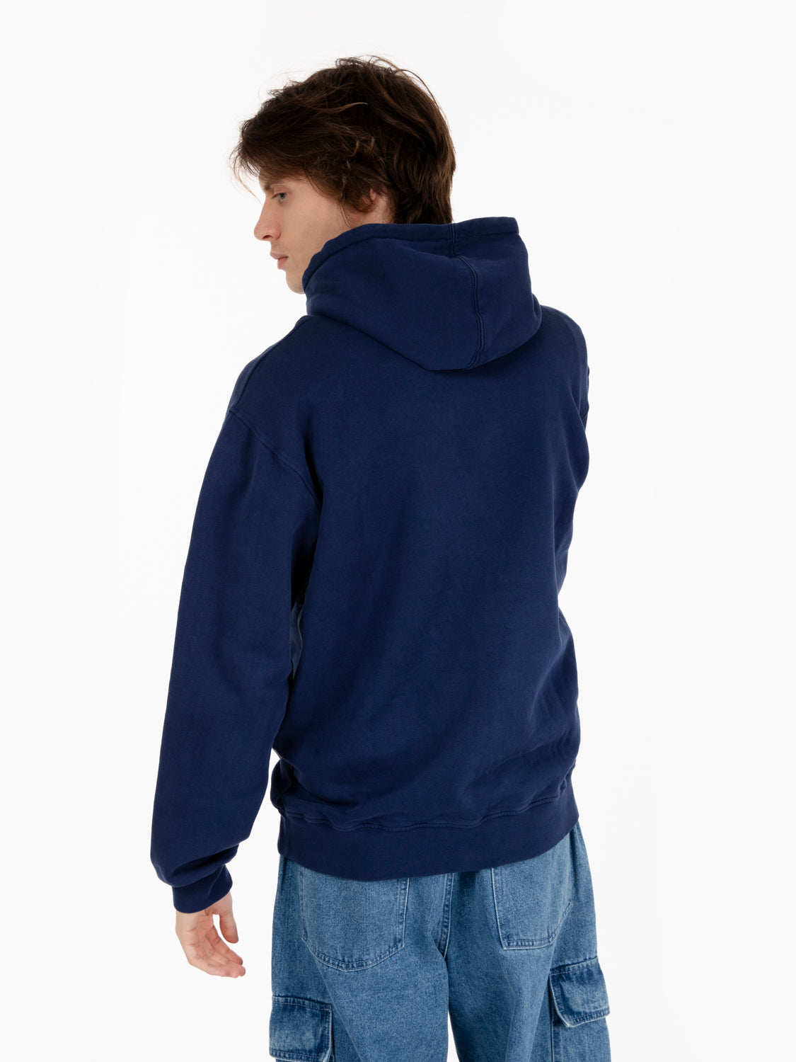 Felpa organic hood marine blue