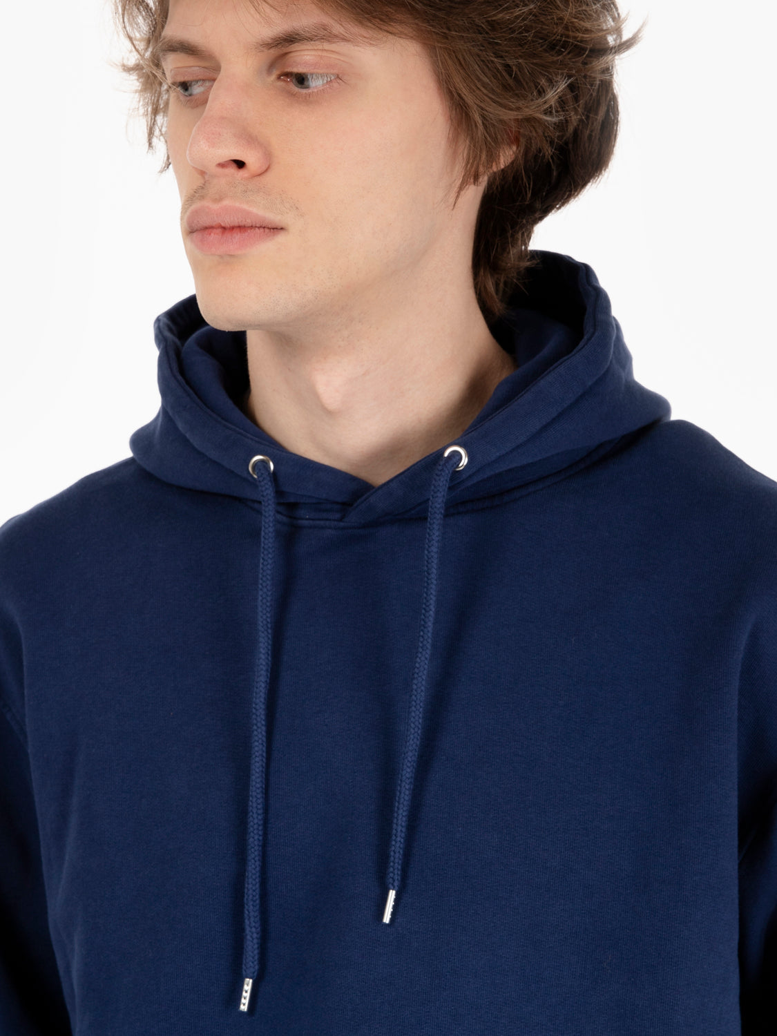 Felpa organic hood marine blue