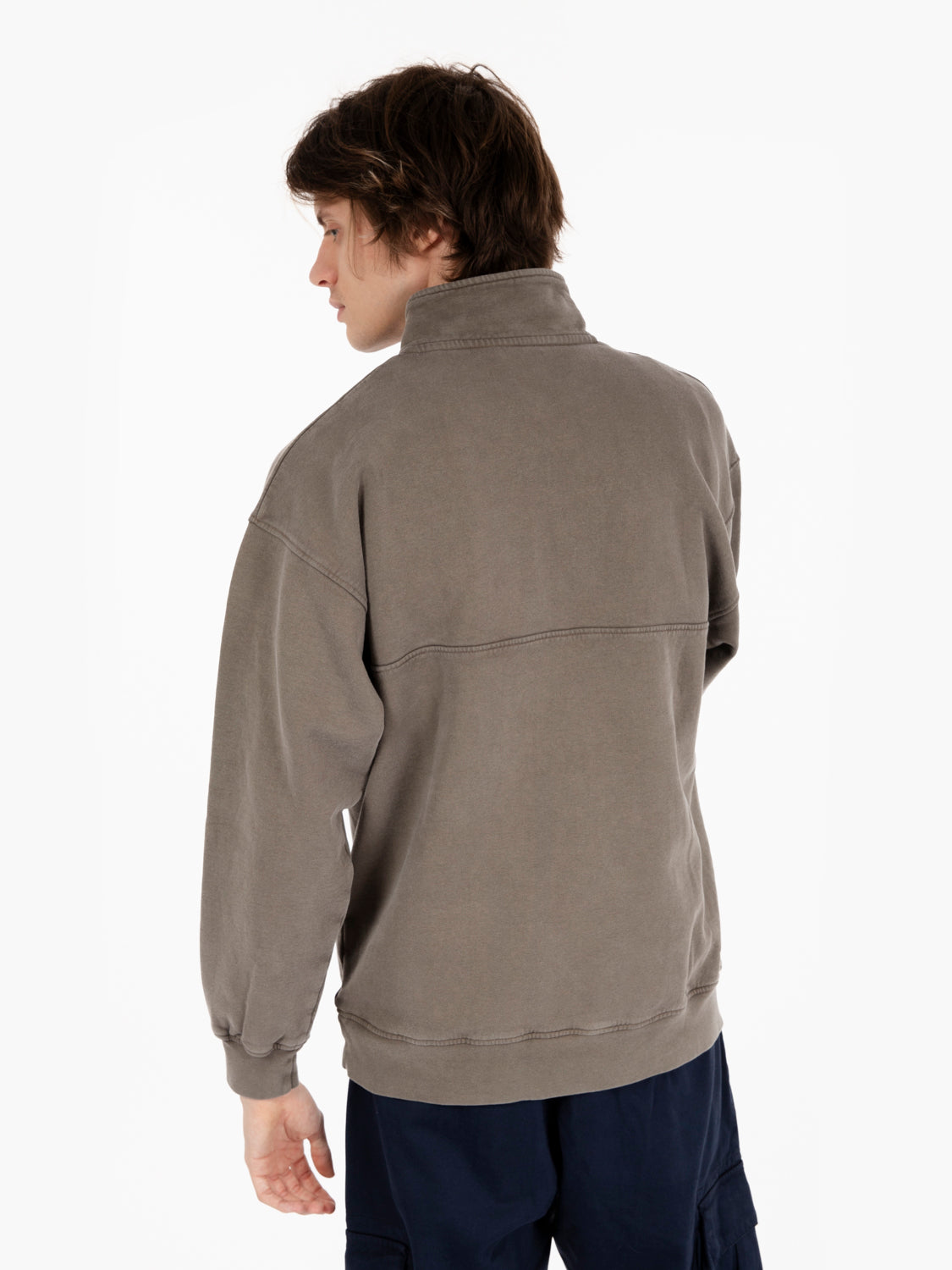 Felpa organic quarter zip misty brown
