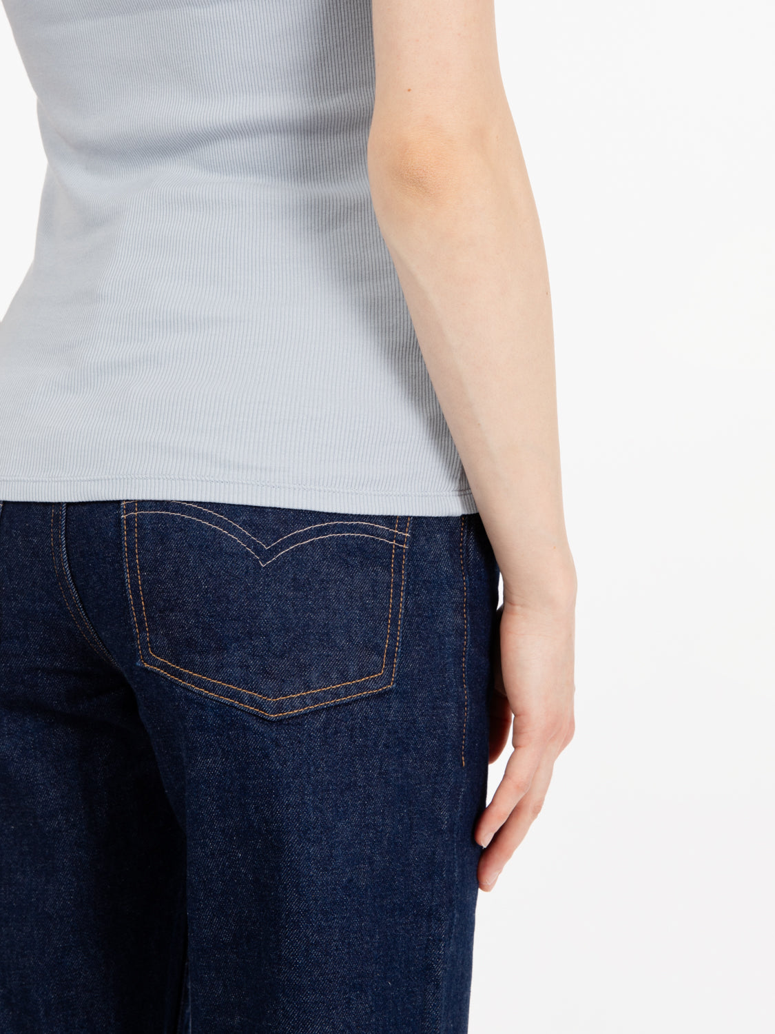 W Organic Rib Tank top powder blue