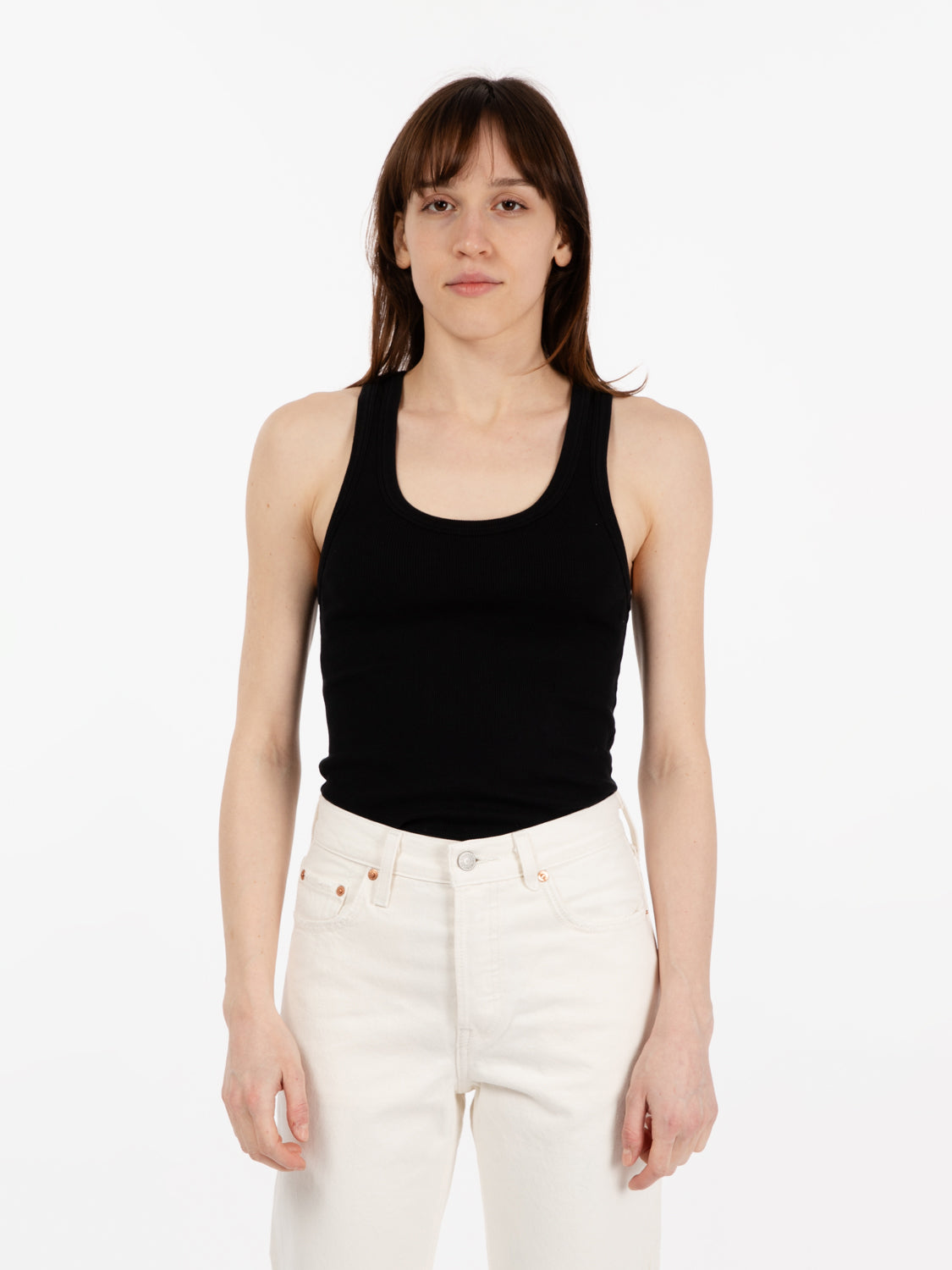 W Organic Rib Tanktops deep black