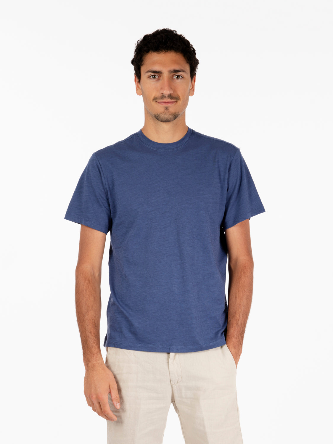 CONSENSO - T-shirt fiammata in jersey blue denim | STIMM