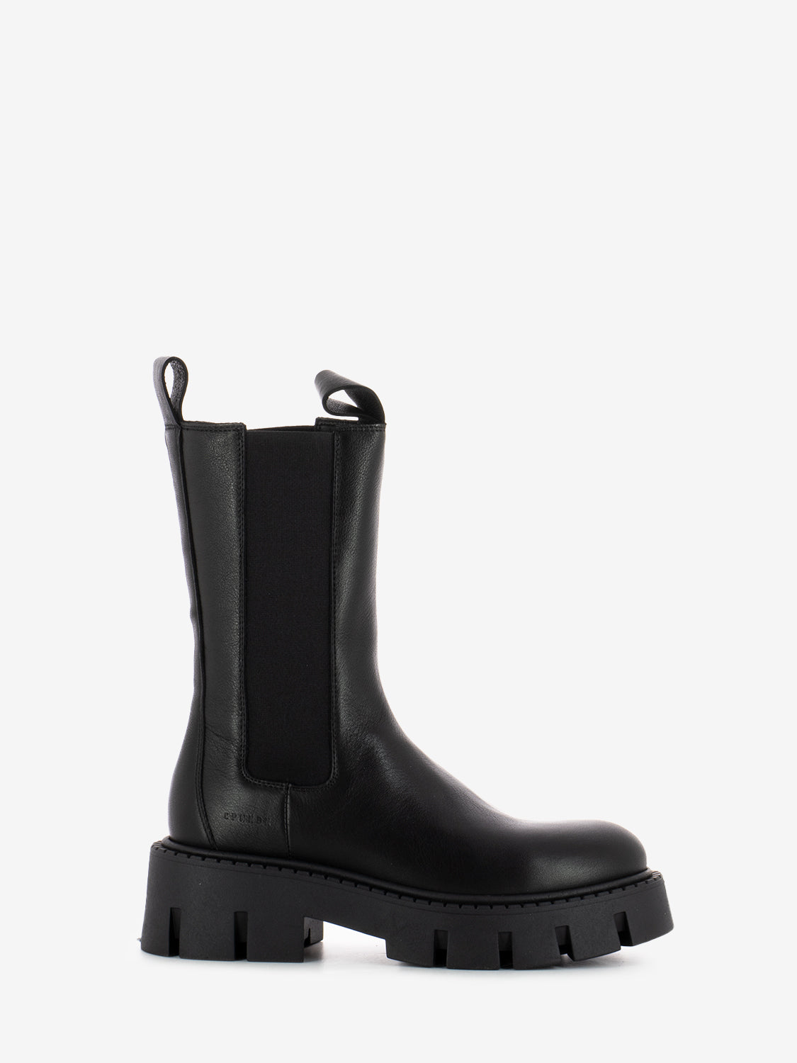 Black leather platform chelsea boots