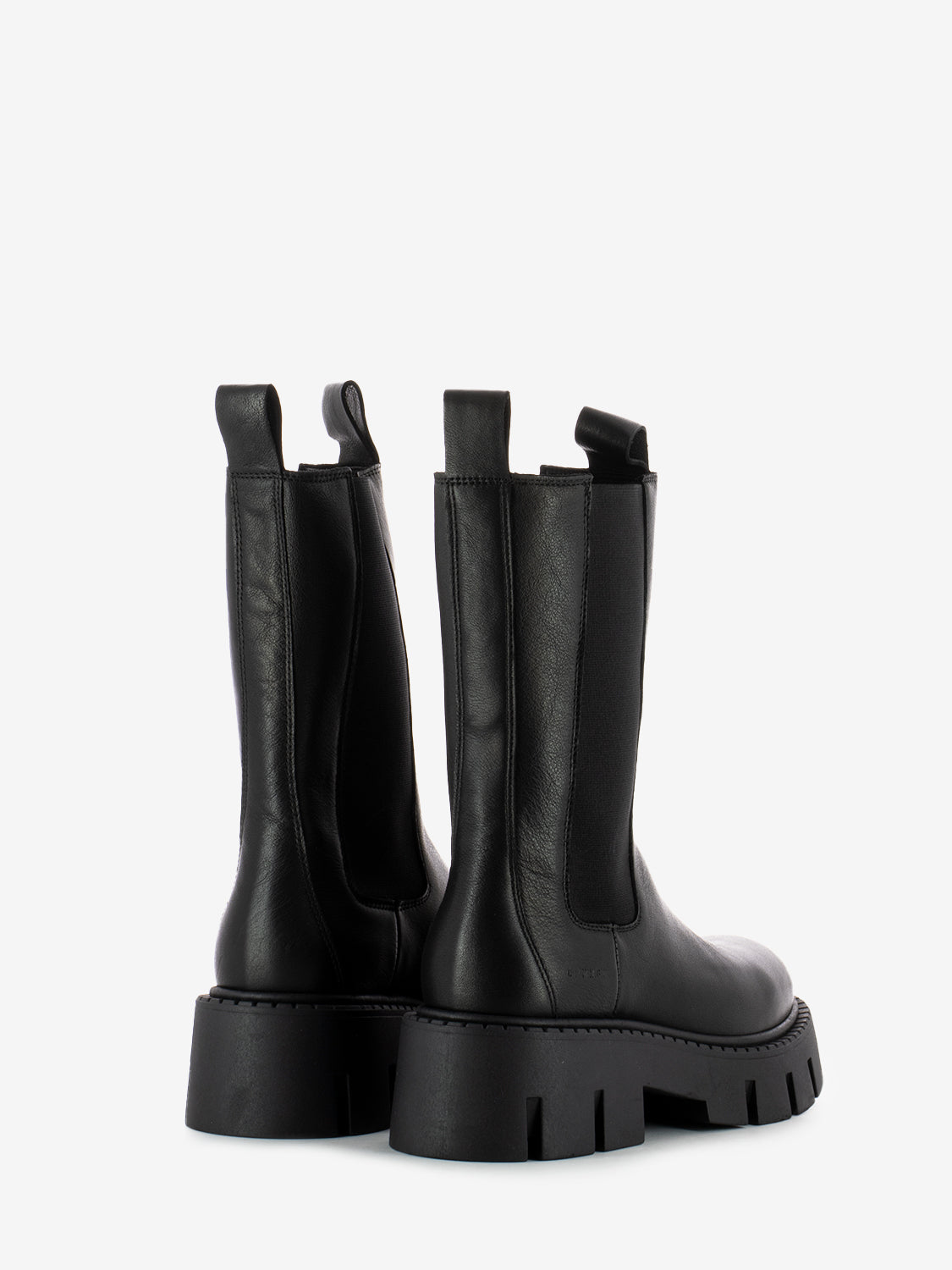 Black leather platform chelsea boots