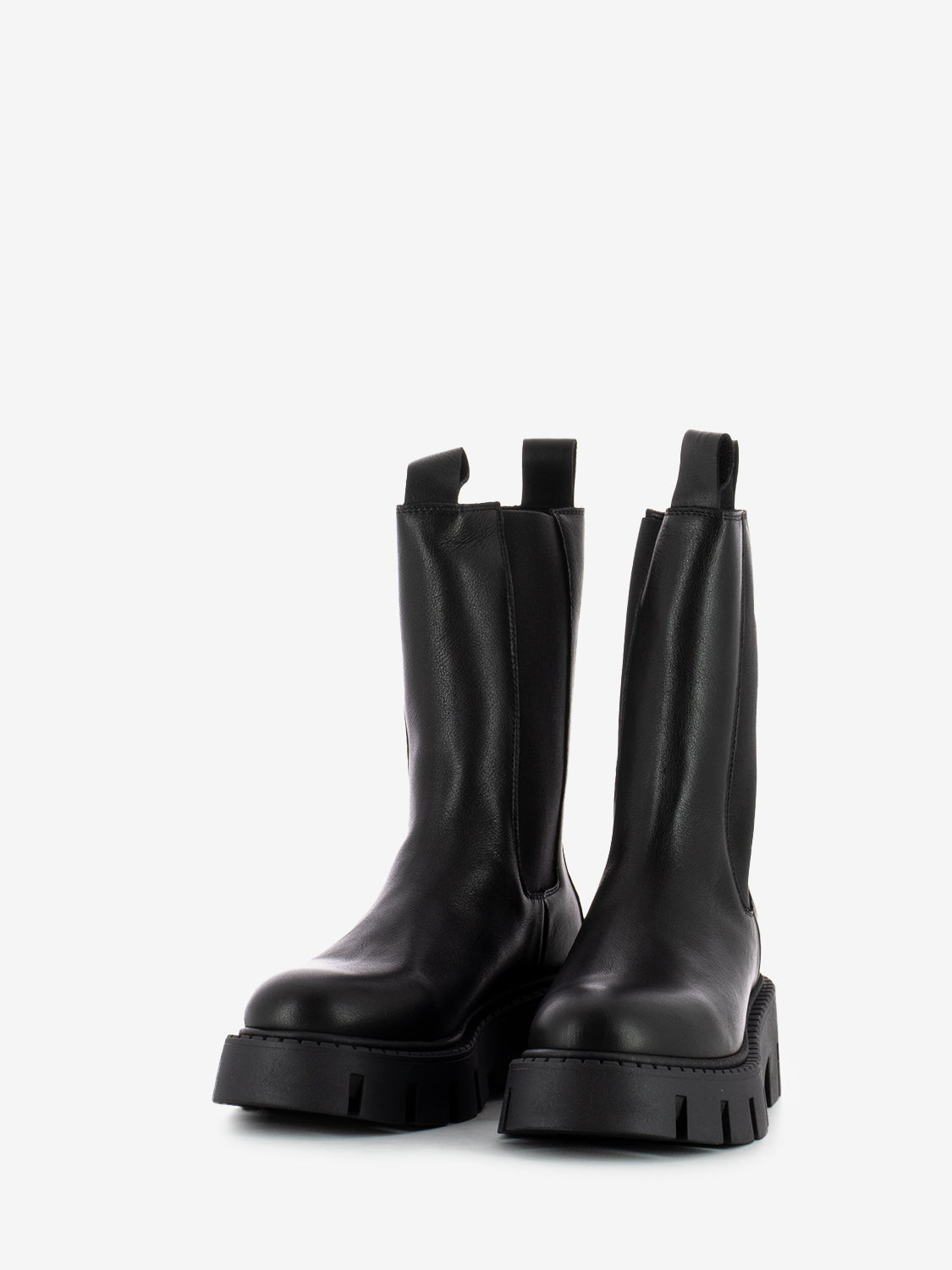 Black leather platform chelsea boots