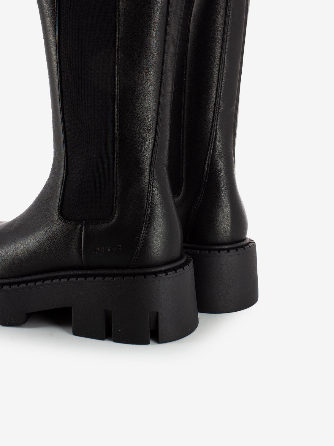 Black leather platform chelsea boots