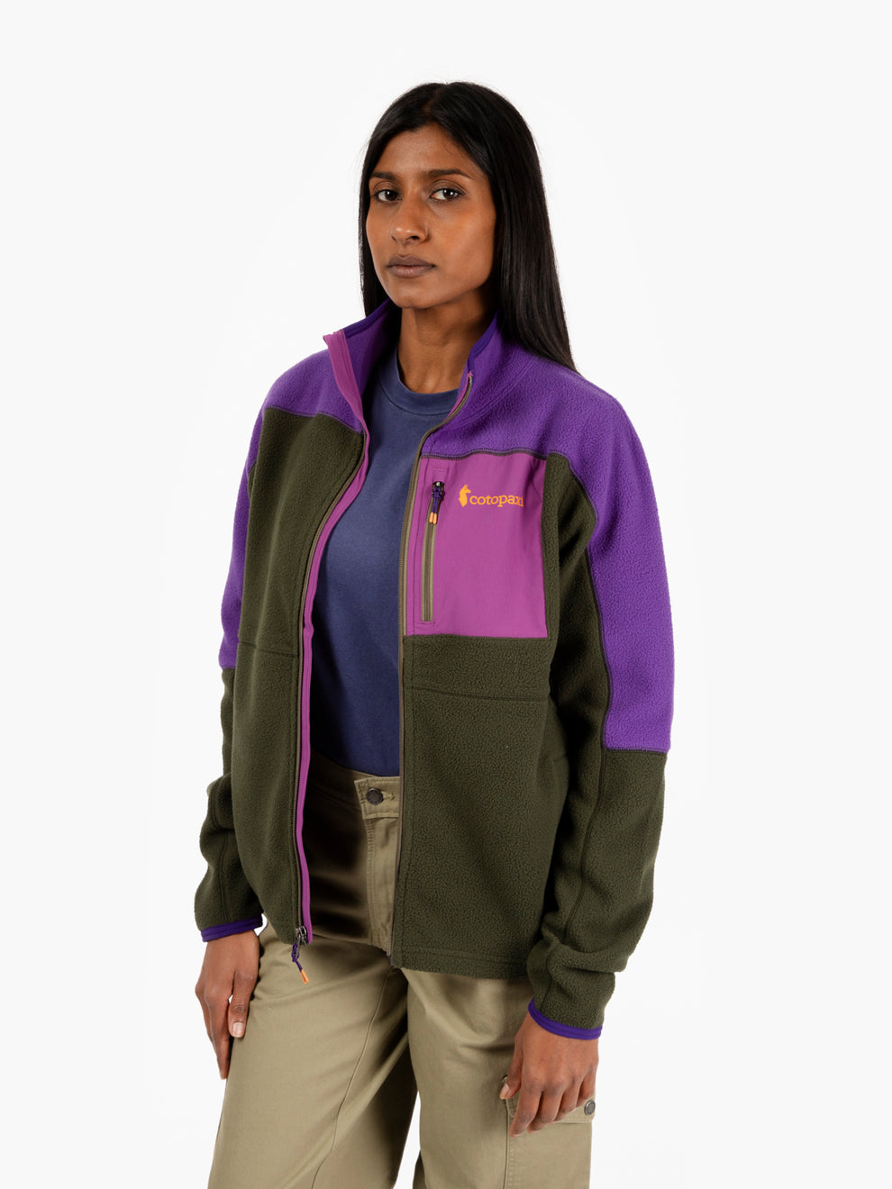 Giacca in pile Abrazo full zip viola / verde