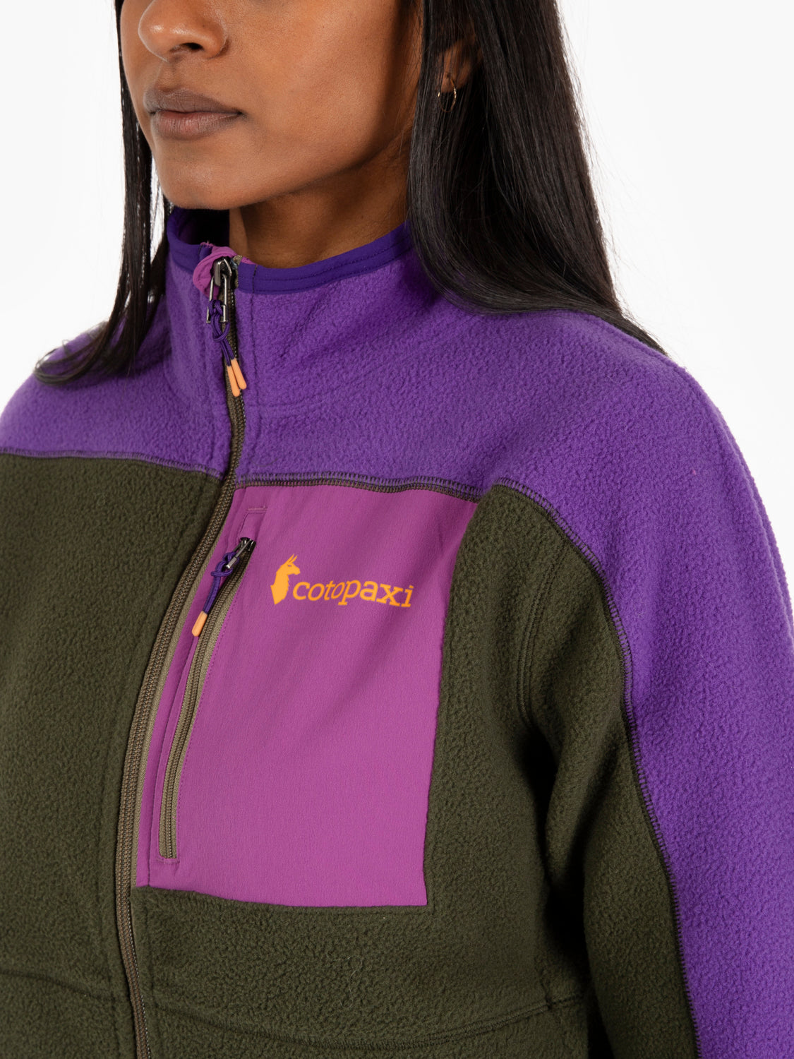 Giacca in pile Abrazo full zip viola / verde