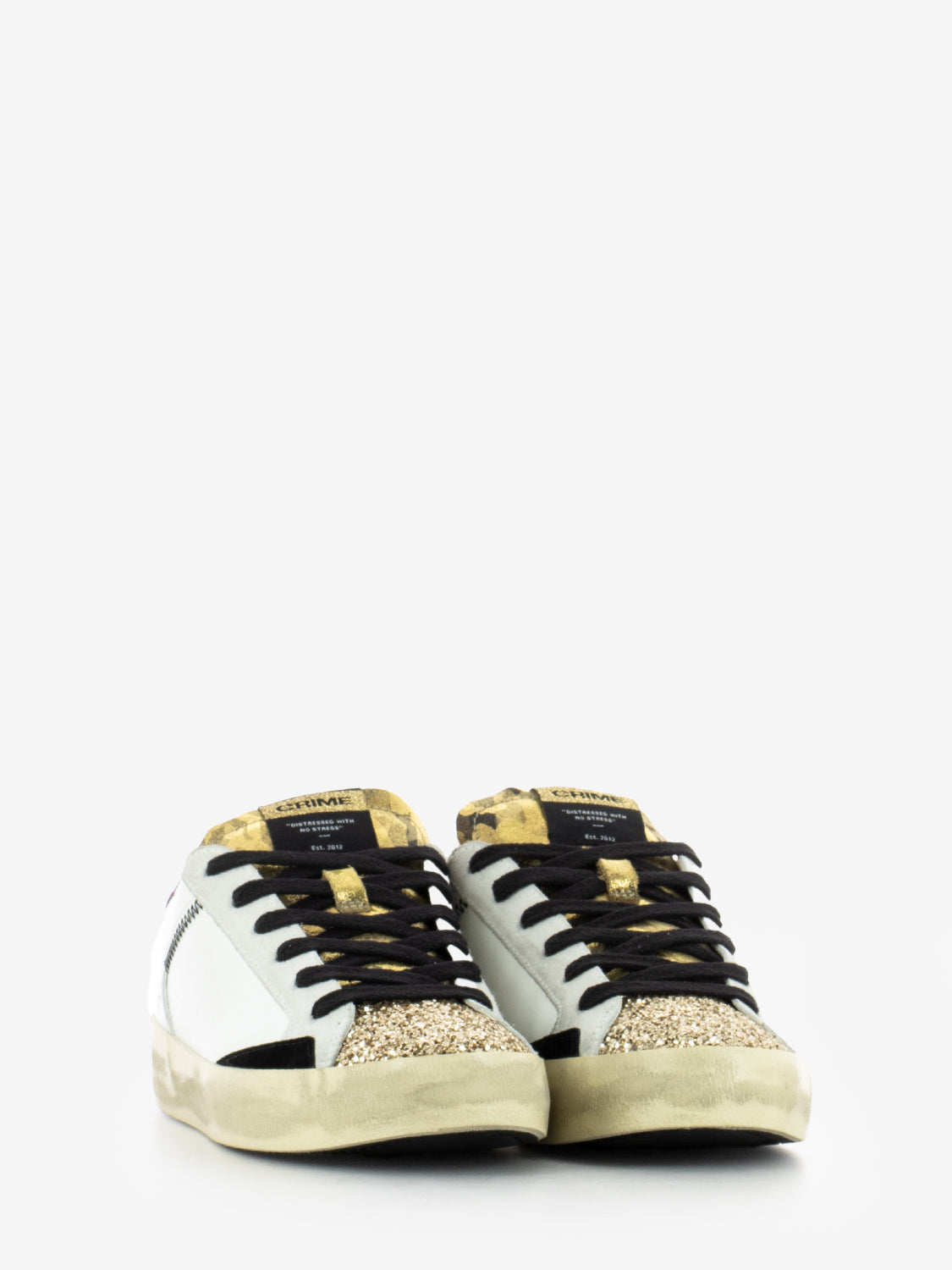 Distressed goldrush white sneakers