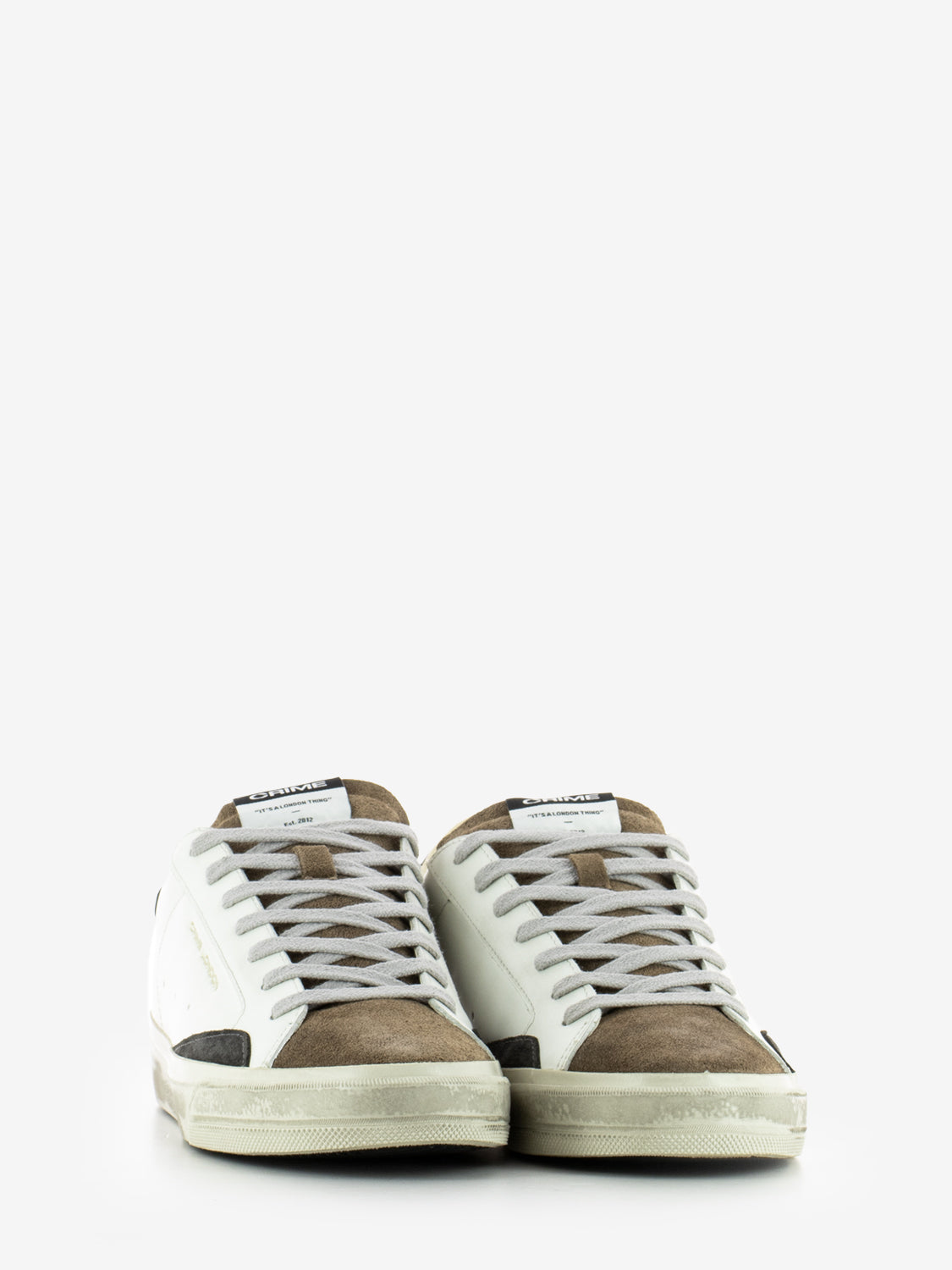 Distressed sneakers in white leather