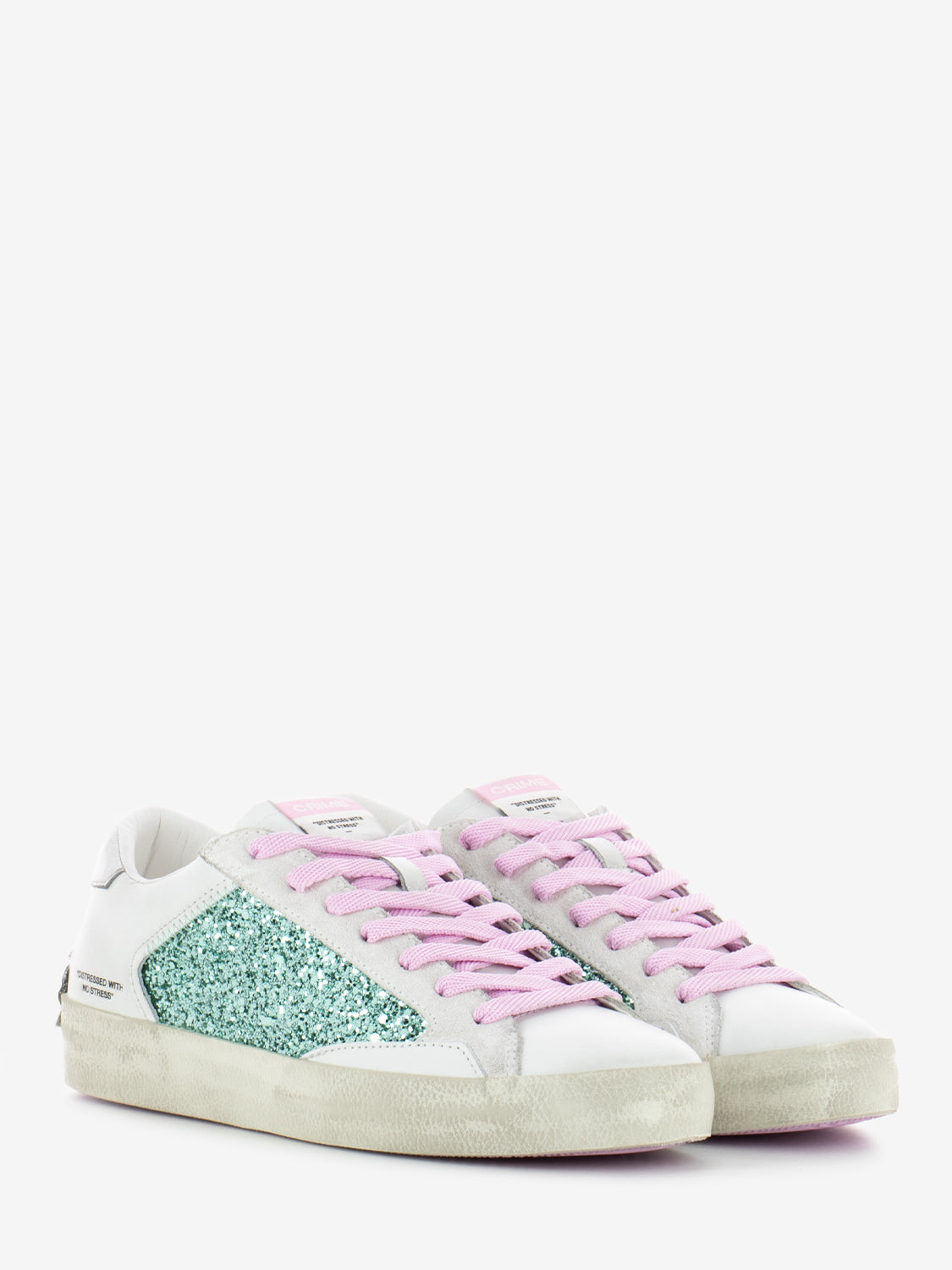 Sneaker bianco glitter acqua
