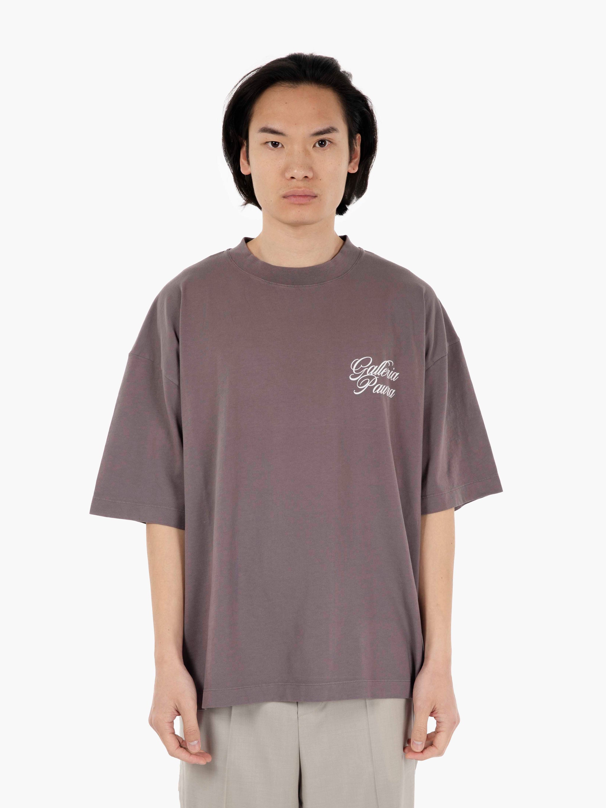 Costa oversized tee with plum lettering print