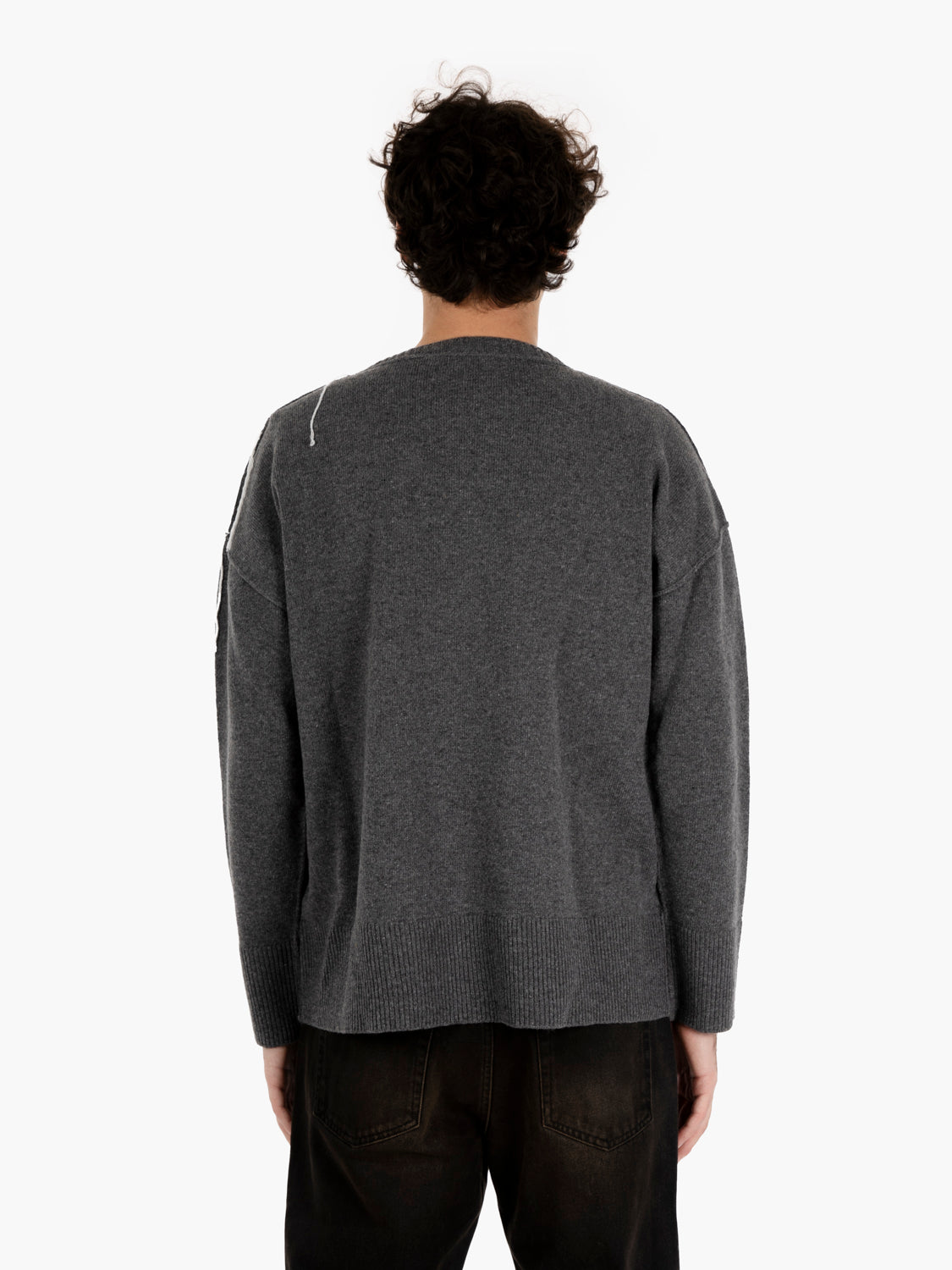 Riccione crew neck sweater in grey wool