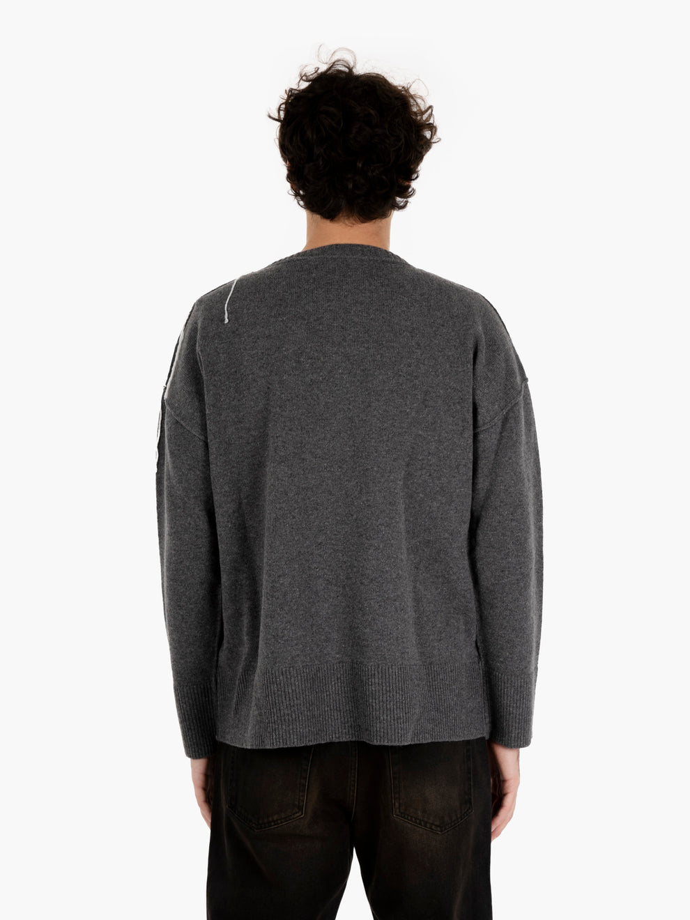 Riccione crew neck sweater in grey wool
