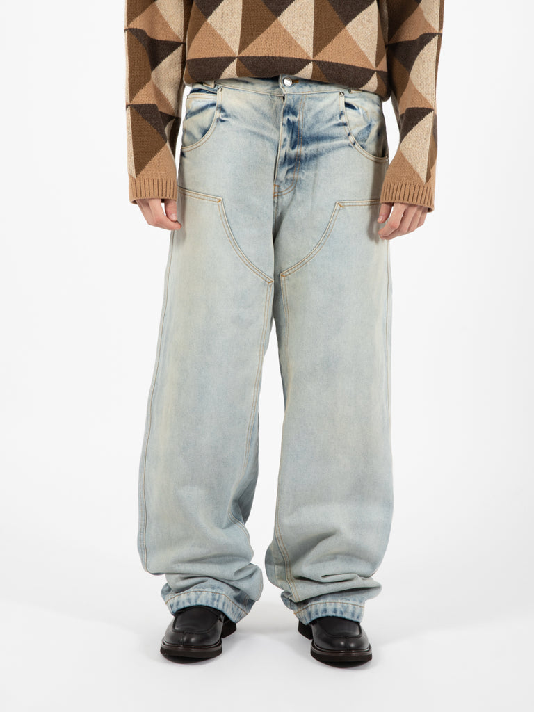 DANILO PAURA - Viviene work pant stone washed light blue