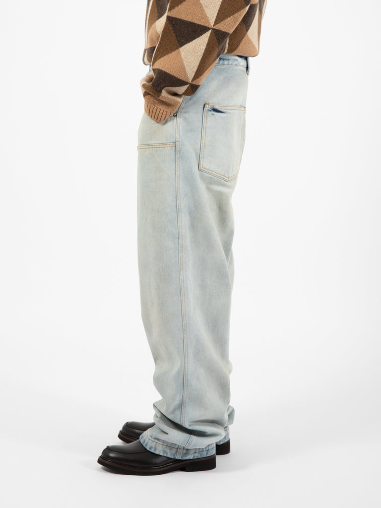 DANILO PAURA - Viviene work pant stone washed light blue