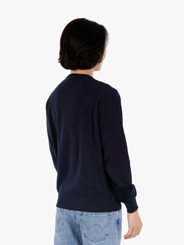 FILIPPO DE LAURENTIIS - Maglione girocollo punto riso navy
