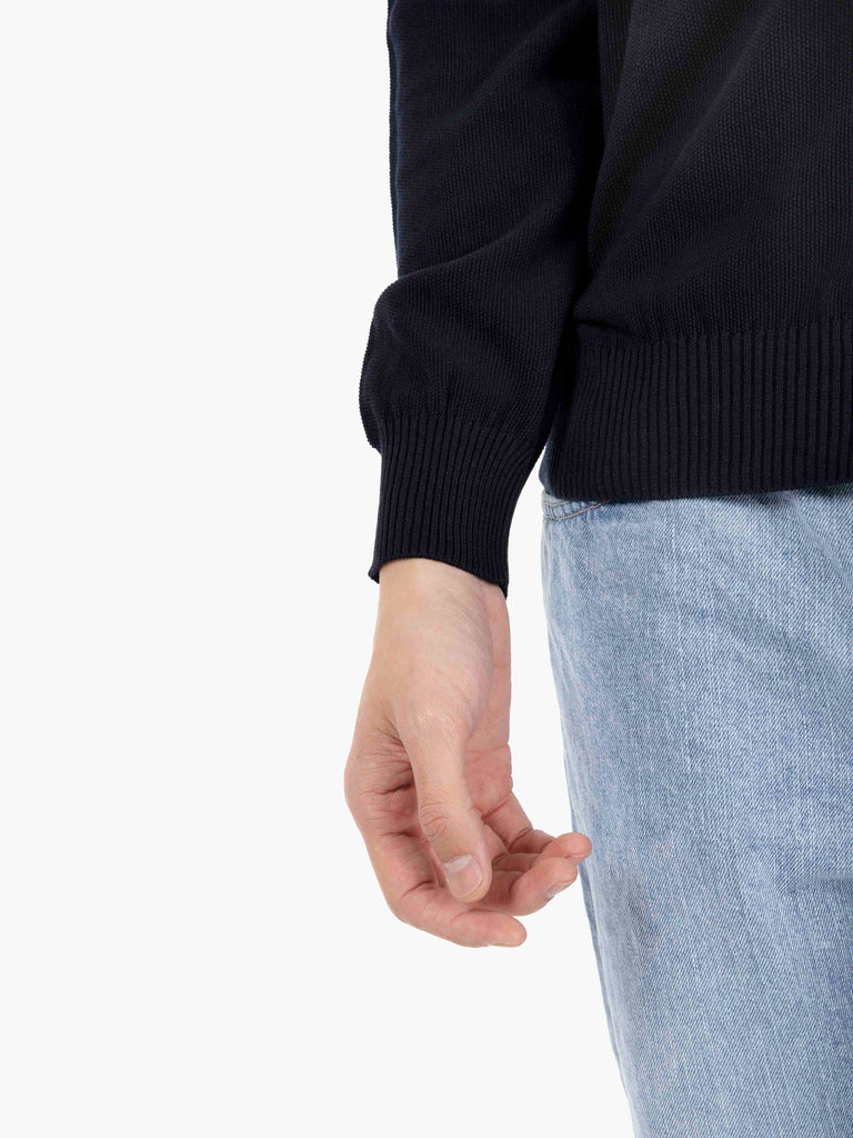 FILIPPO DE LAURENTIIS - Maglione girocollo punto riso navy
