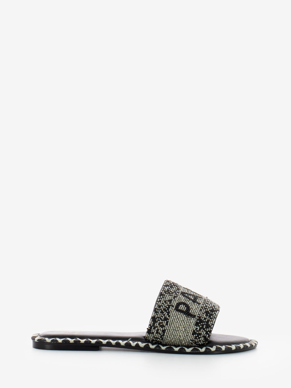 Paris silver / black slippers