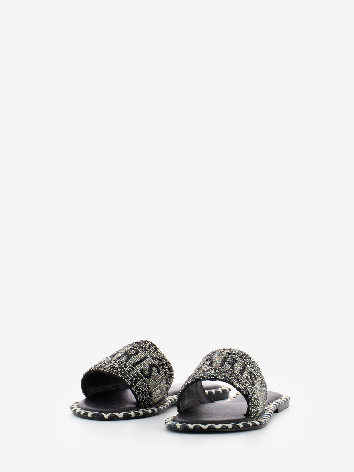 Paris silver / black slippers