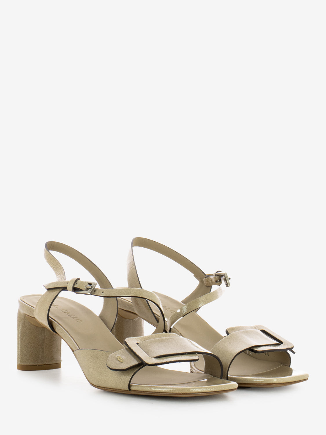 Sandali in pelle con fibbia beige
