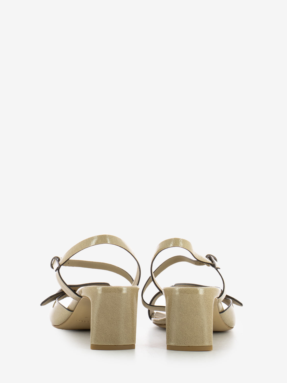 Sandali in pelle con fibbia beige