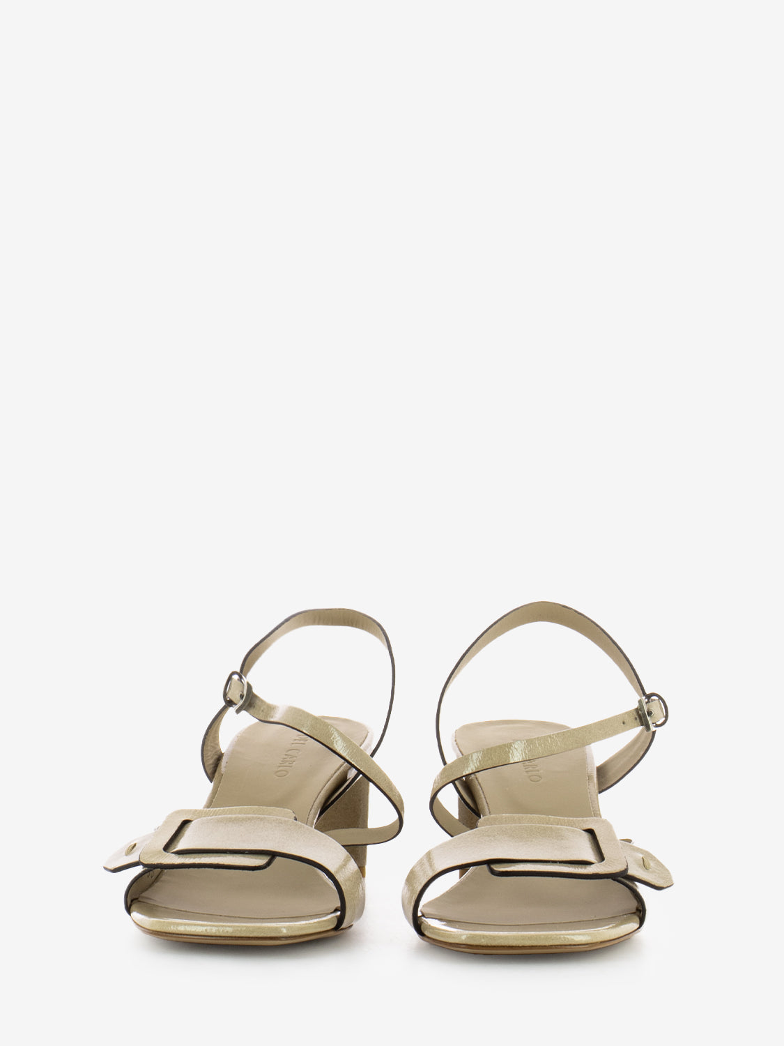 Sandali in pelle con fibbia beige