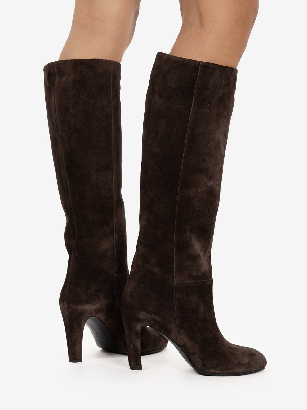 High suede boots in pepper