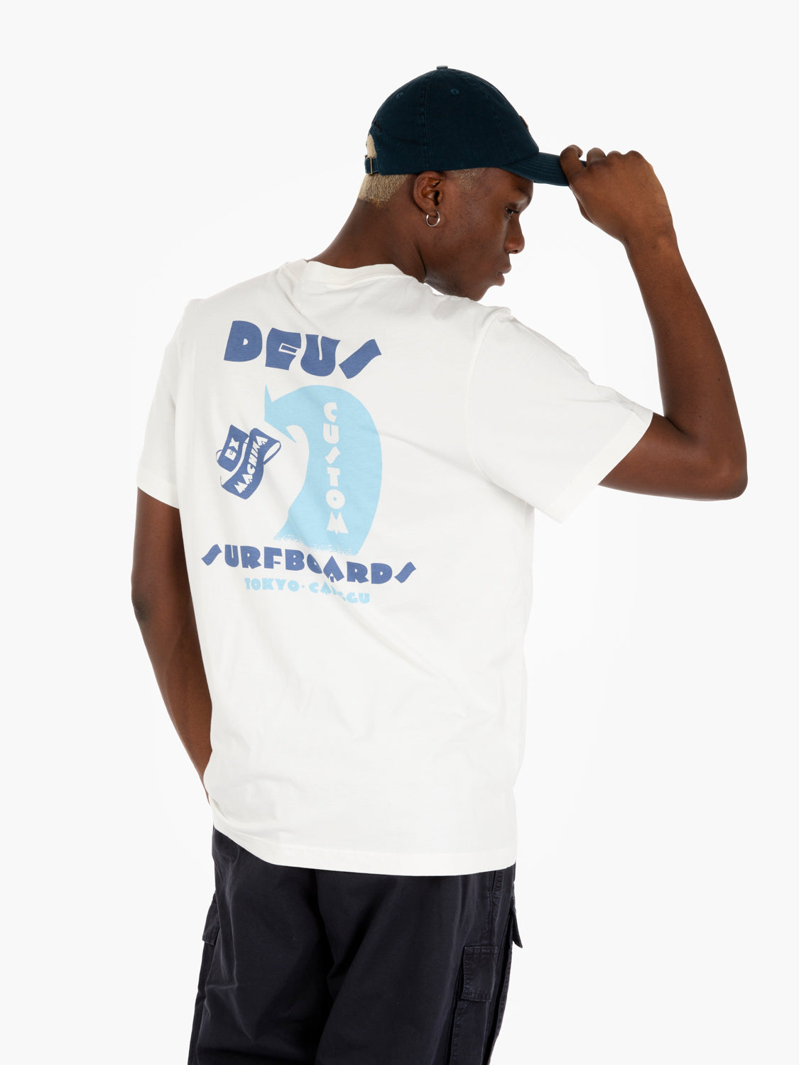 T-shirt vintage grafica stampata white / blue