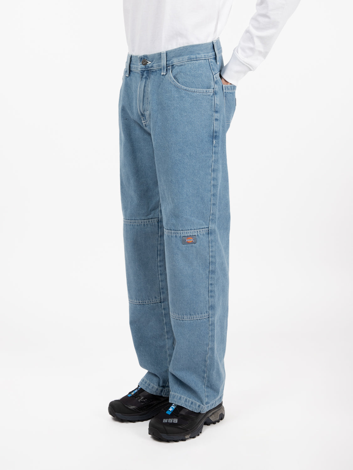 Jeans double knee denim light wash