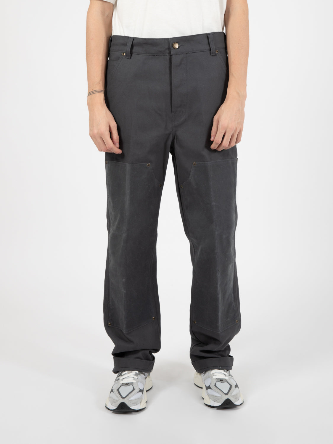 Lucas Waxed Double Knee Charcoal Grey