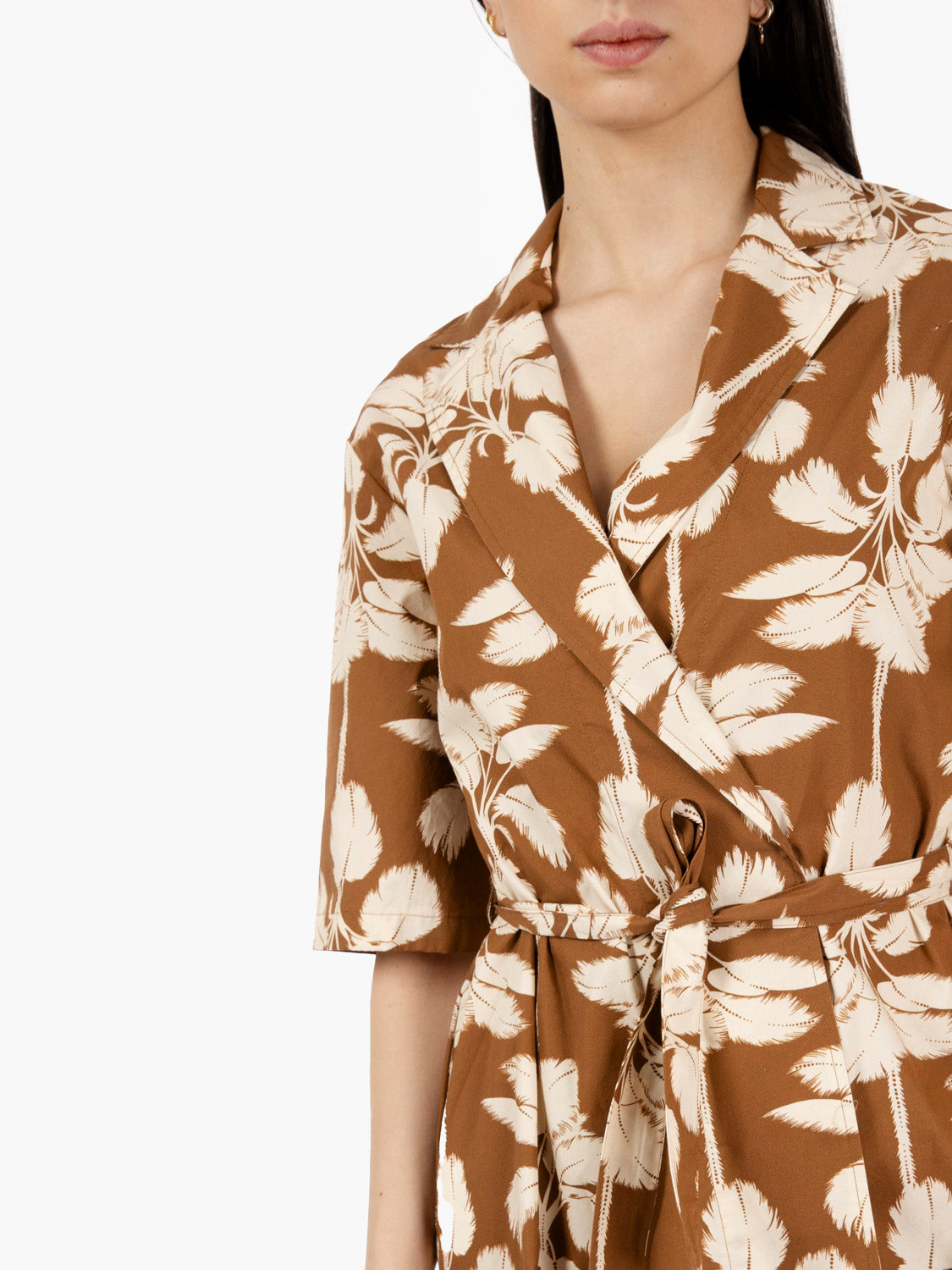 Abito midi stampa all-over caramello