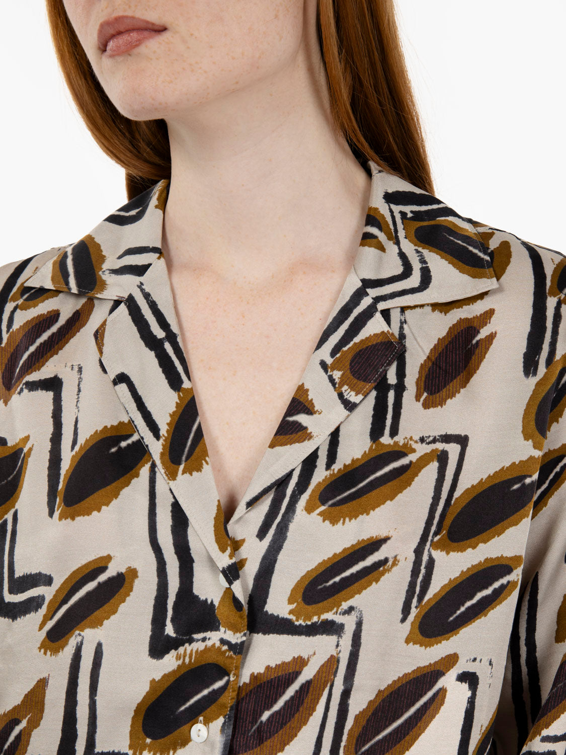 Ivory/brown patterned shirt