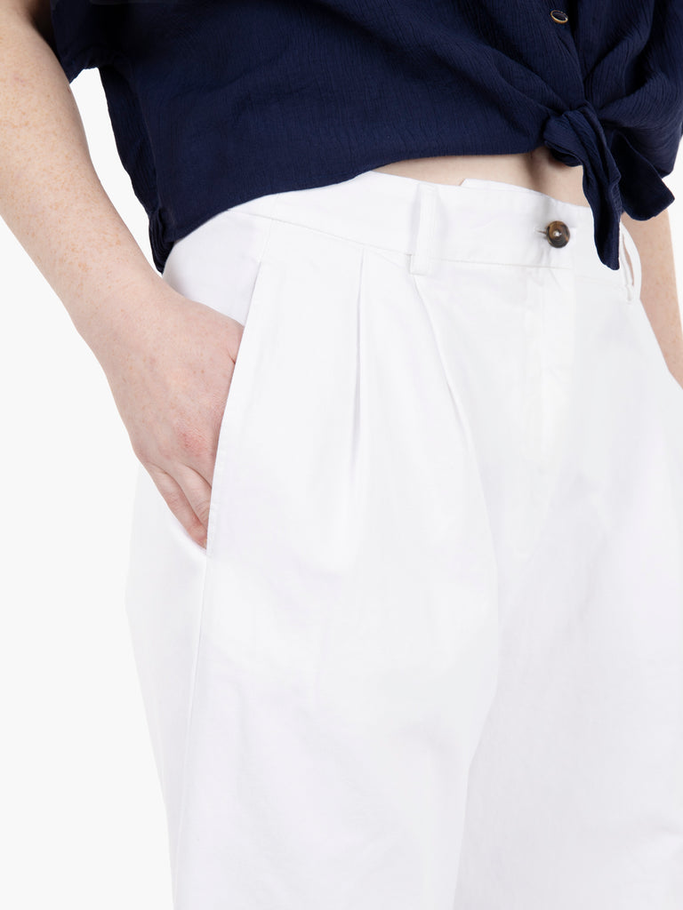 DIEGA - Pantaloni in cotone con pinces bianco