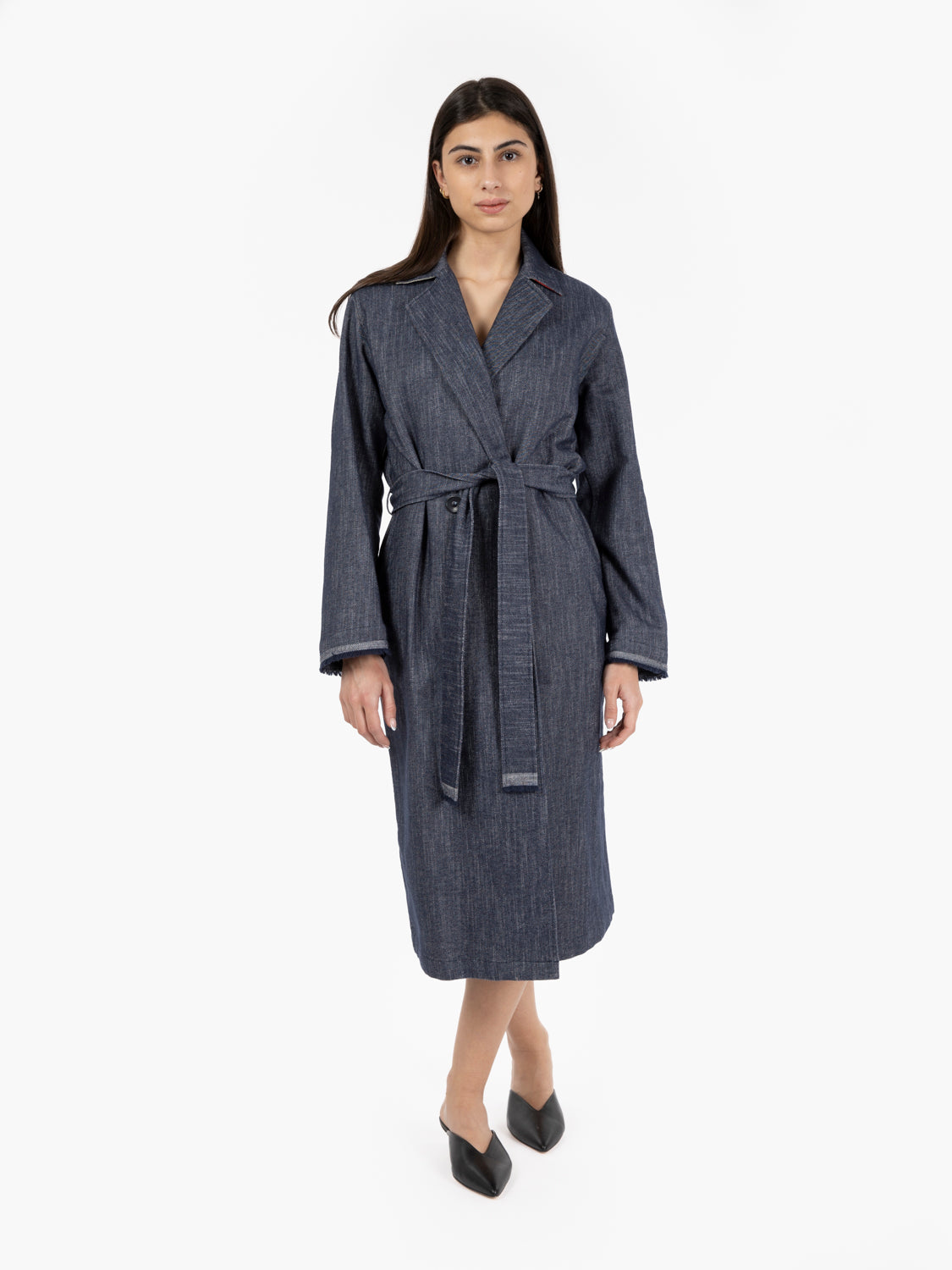 Trench in denim blu