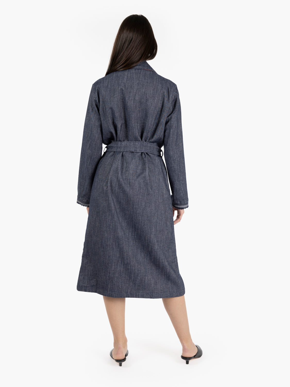 Trench in denim blu