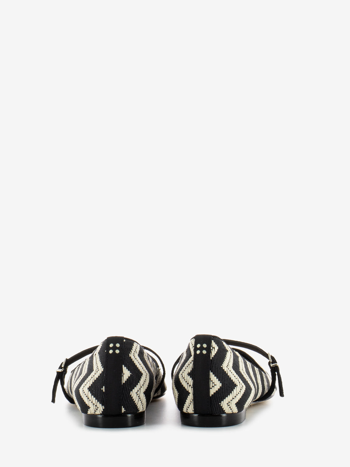 Black/white herringbone pattern ballerinas