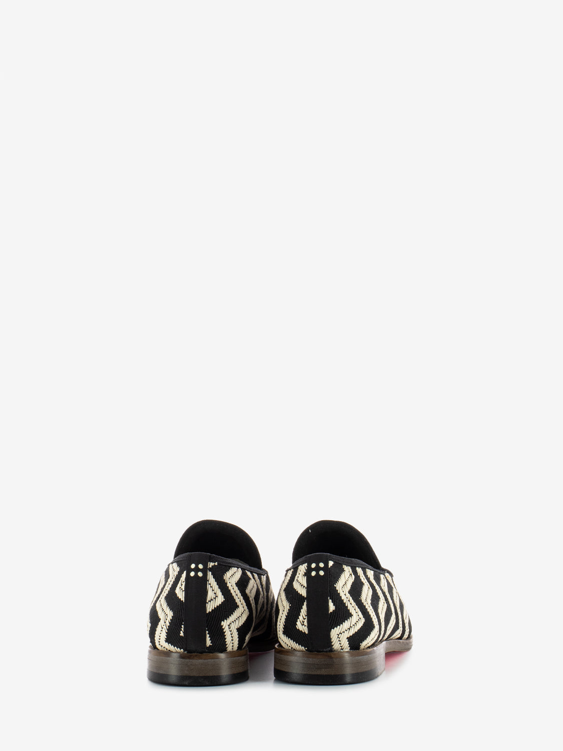 Black/white herringbone pattern moccasins