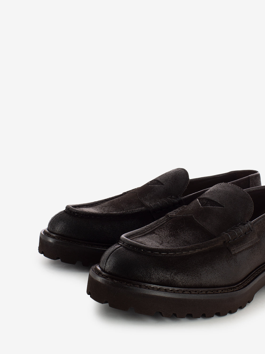 Mocassini in suede penny testa di moro