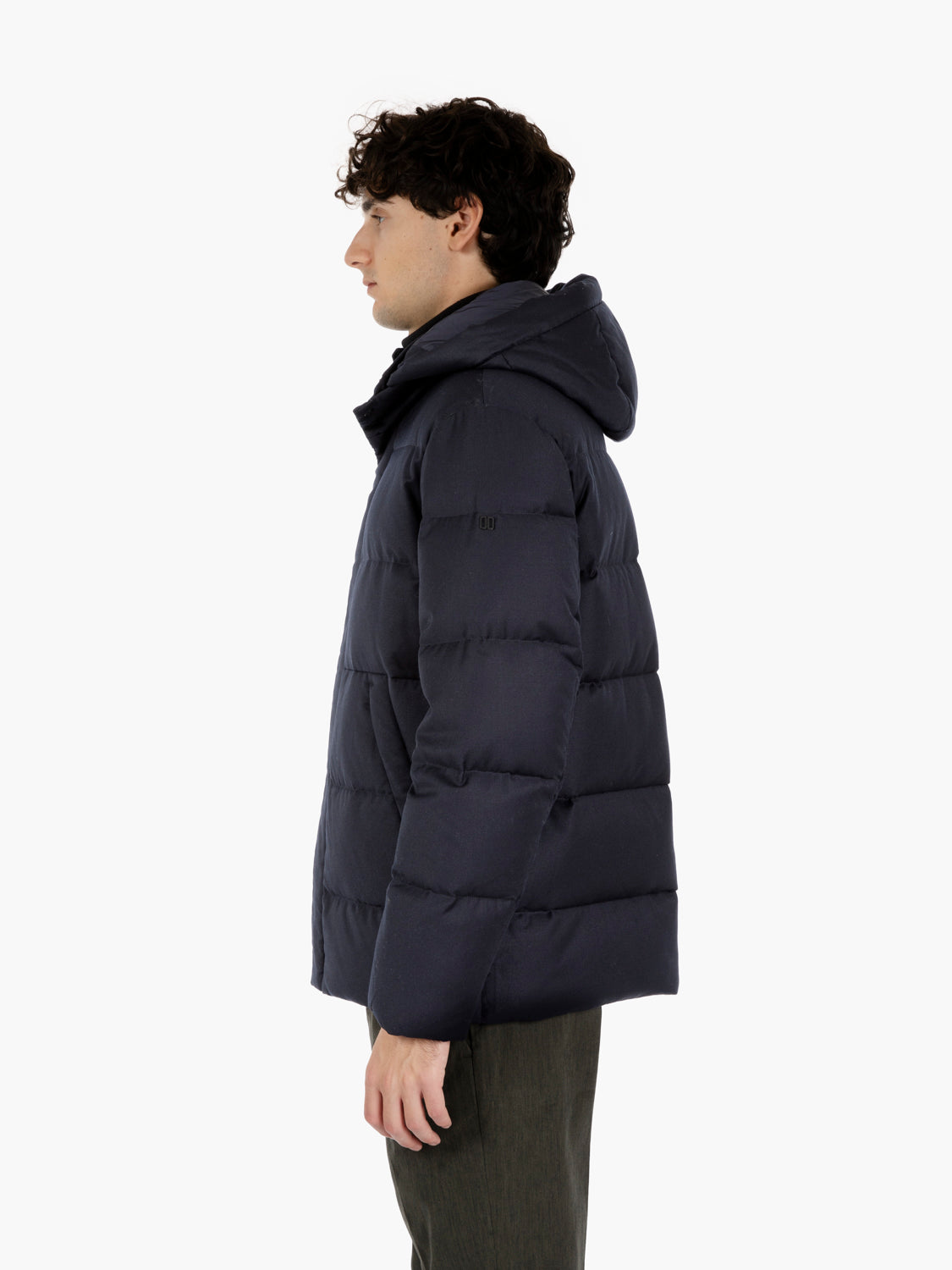 Quilted jacket with blue hood