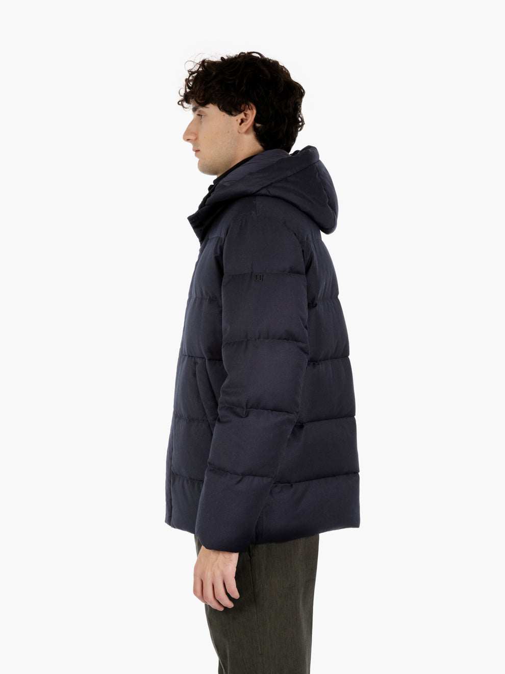 Quilted jacket with blue hood