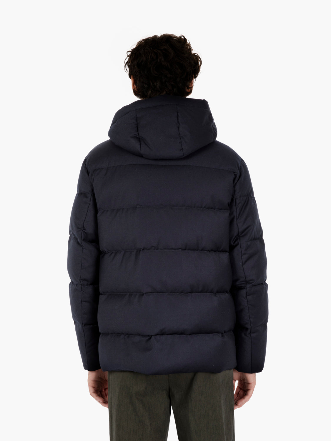 Quilted jacket with blue hood