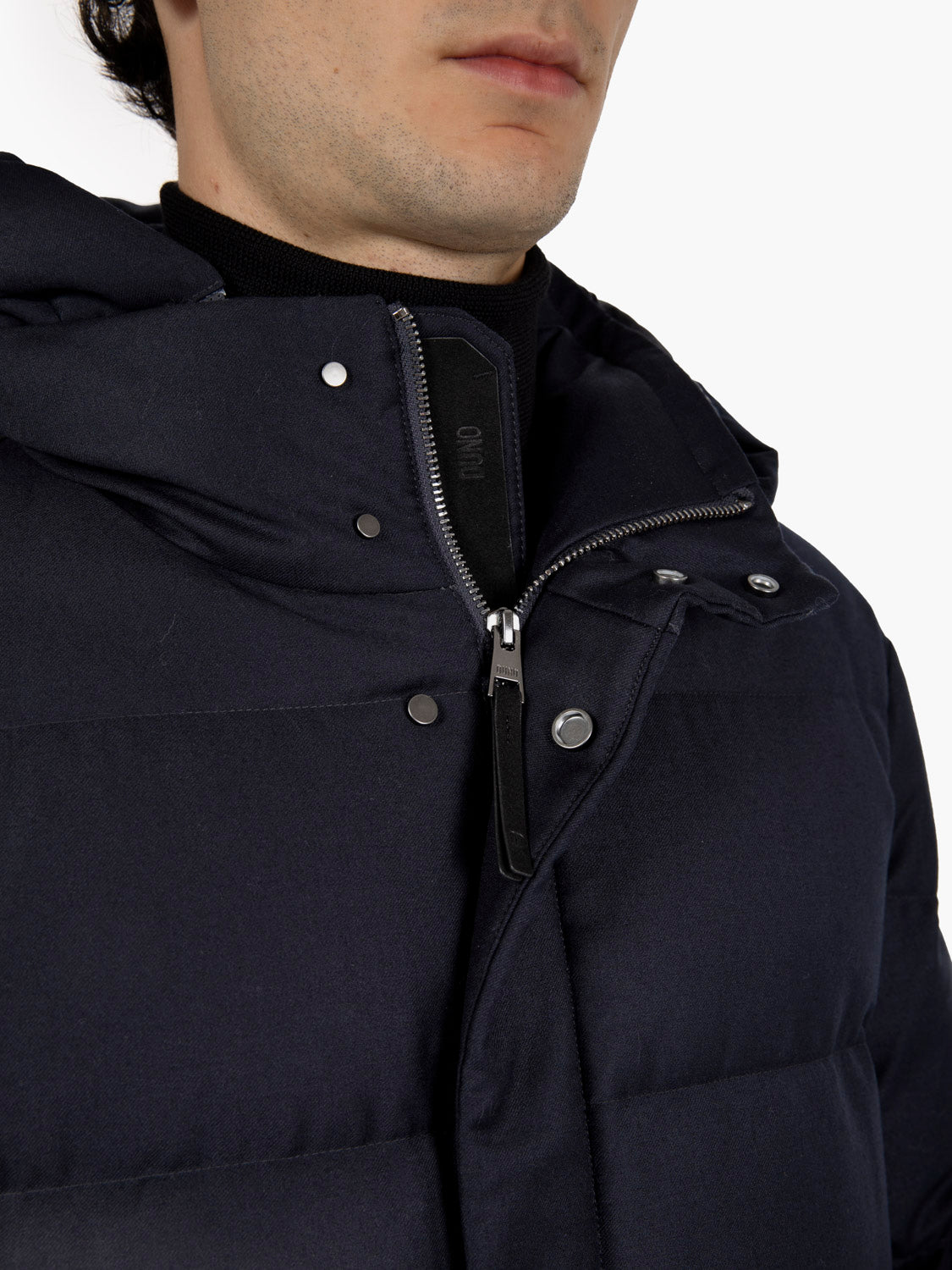 Quilted jacket with blue hood
