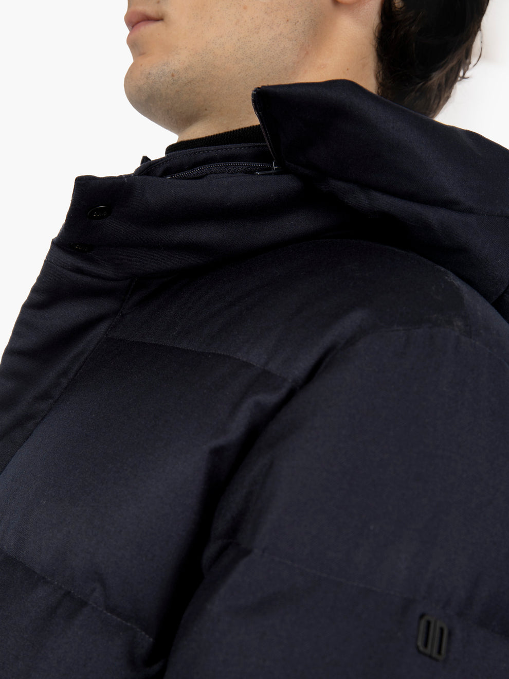 Quilted jacket with blue hood